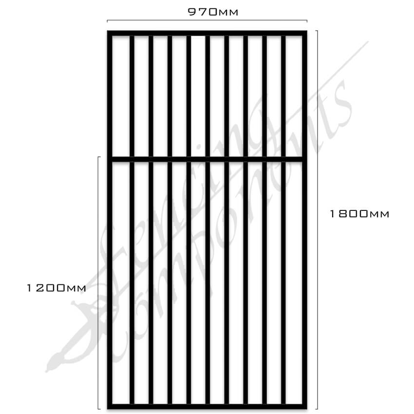 Aluminium Flat Top Gate - Pool Certified - 1800H x 970W (Satin Black)