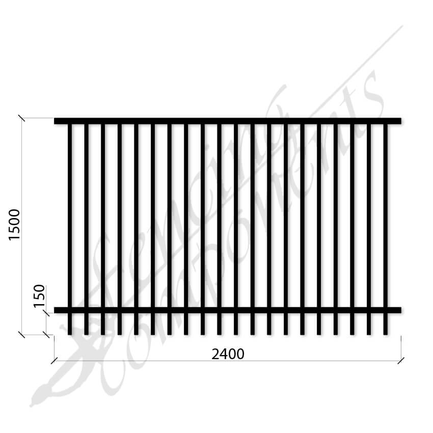 PEDESTRIAN POOL SPEC SECURITY DET PANEL 2.4mW x 1.5mH (Black) (Gap 90, CD115, 40x40 Rail, 25x25 Vertical)