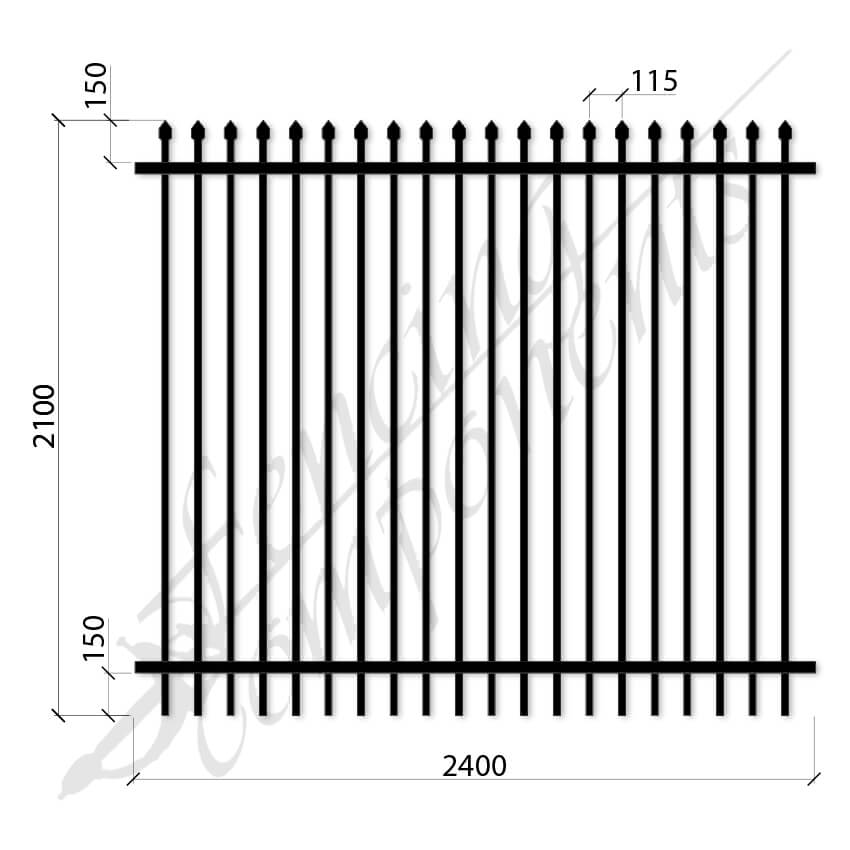 Steel Security Crimp Top Panel (Gap 90, CC115) DET SCHOOL SPEC - Zinc Rich Primer HD (2100H x 2400W)