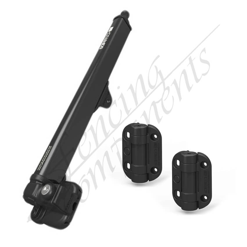 Safetech Vertical Pool Gate Latch + Adjustable Self Closing Gate Hinge (No Leg) [PAIR]