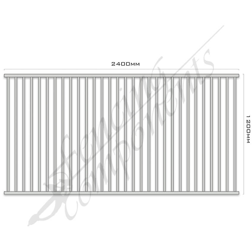 Aluminium Pool CERTIFIED FLAT TOP Fence Panel 2.4W x 1.2H (Snowgum/ Shale Grey/ Gull Grey) 70mm Gap