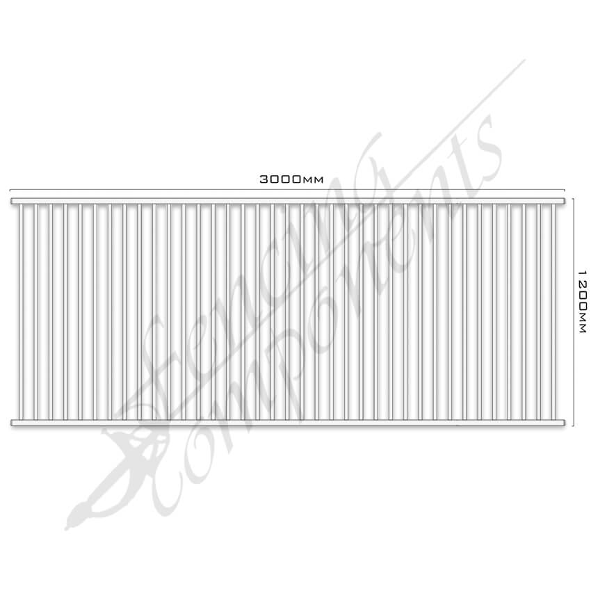 Aluminium Fence Pool Panel CERTIFIED FLAT TOP 3.0W x 1.2H (Frost/ Surfmist/ Off White) 70mm Gap