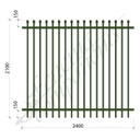 Steel Security Fence DET Crimp Top 2.1H x 2.4W (Gap 90, CD115) SCHOOL SPEC (Heritage Green) 1.6mm Horizontal 1.2mm Picket (Zinc Rich Primer)