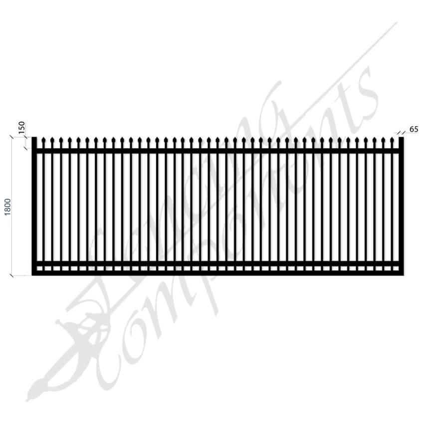 Steel Security Crimp Top Sliding Gate - Satin Black