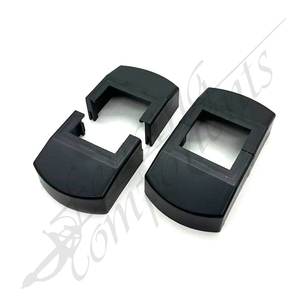 2 Piece Rectangular Adjustable Plastic Post Base Hole Cover for 40x40mm 50x50mm (Black)