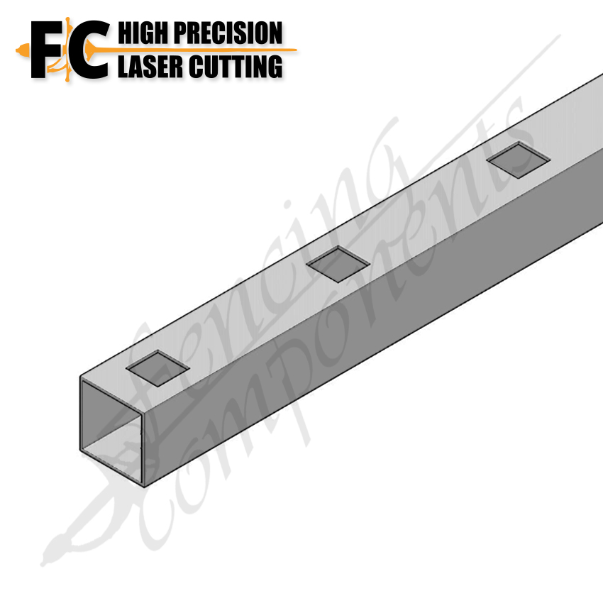 50x50mm Gal Punched Rail - 1.6mm (25SQ - 135mm Centres - 7800mm Laser)