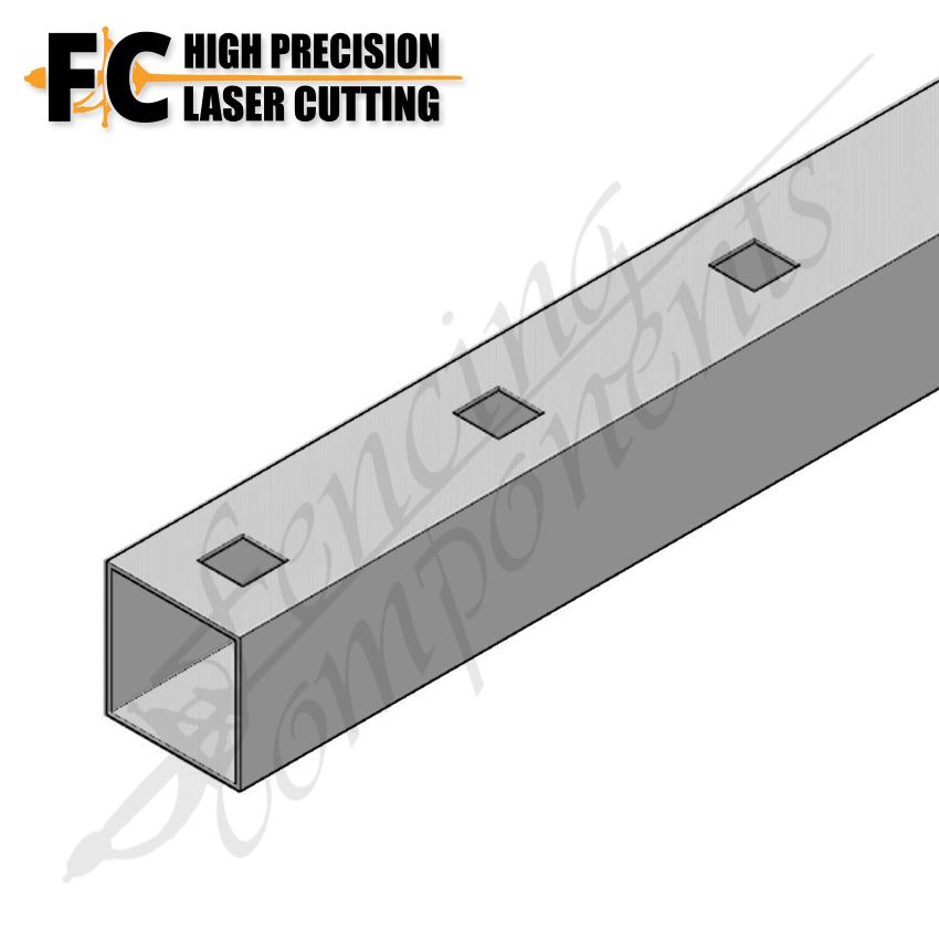 75x75mm Gal Punched Rail - 2mm (25SQ - 135mm Centres - 7800mm Laser)