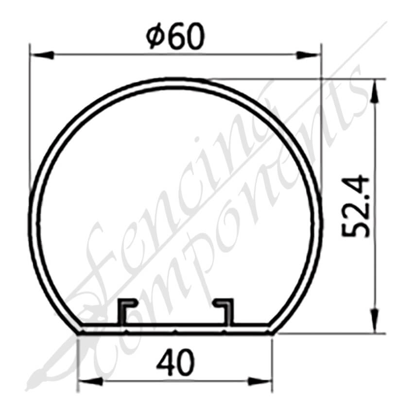 Handrail - Half Circle - 60x40mm 6.5m Long