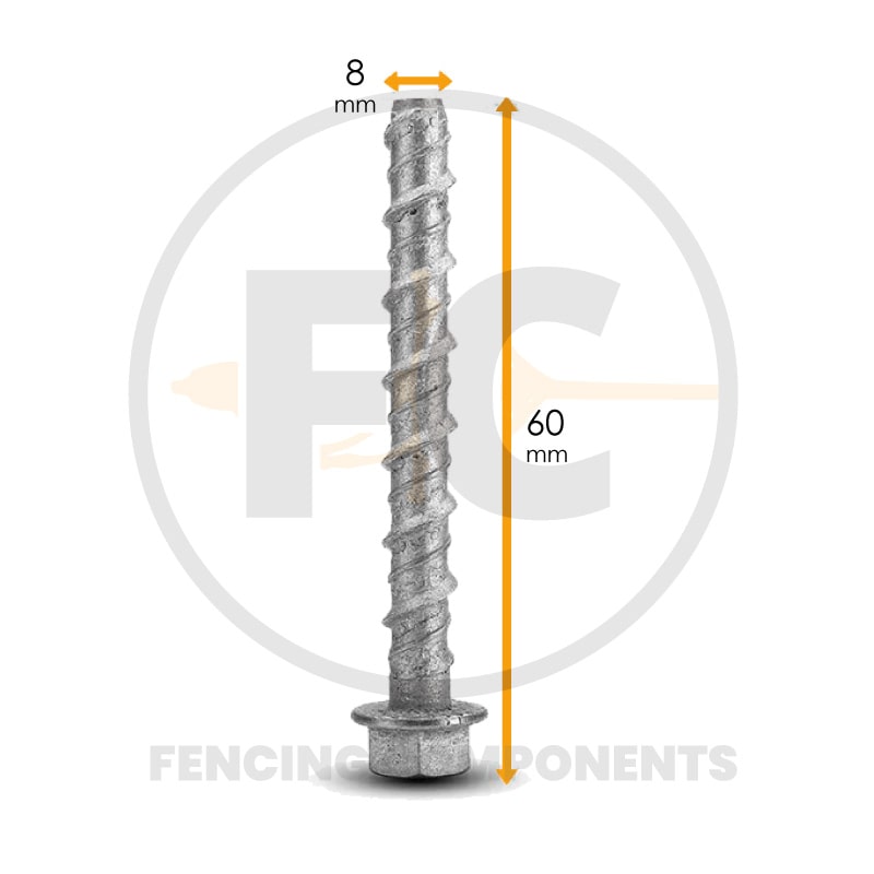 Concrete Hex Screw Bolt - Galvanised (Sold per Box)