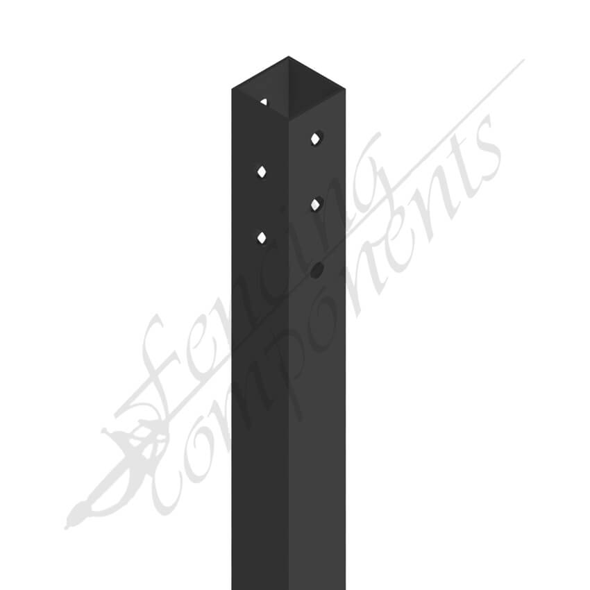 Clearance Item - StairFlex© 50x50mm Steel Post with holes - Texture Black (1300mm)