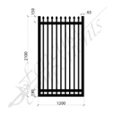 Clearance Item - Security Gate MED DET Steel Black 2.1H x 1.2W (CD115mm)(65x65frame)