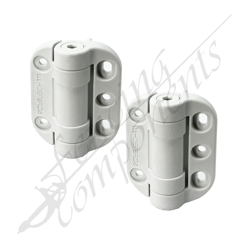 Safetech Adjustable Self Closing Hinges (No Legs) - White [PAIR]