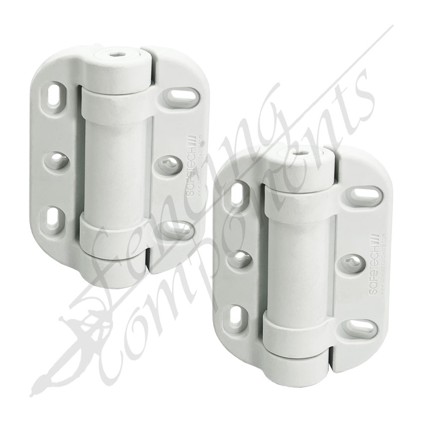 Safetech Adjustable Heavy Duty Self Closing Gate Hinges - (No Legs) White [PAIR]