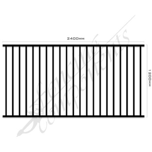 StairFlex© Steel Railing Panel - Level/Fixed 2400W x1200H (Satin Black)^