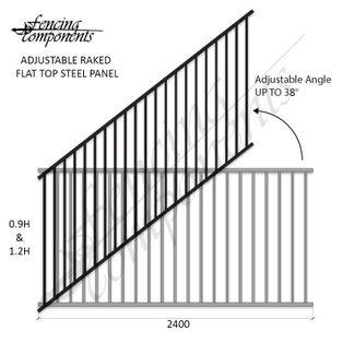 CLEARANCE - StairFlex© Steel Railing Panel - Raked/Stair 2400x900H (Texture Black)^