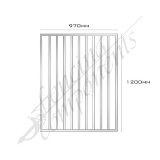 Aluminium Pool Certified FLAT TOP Gate 970W x 1.2H (Mill Finish)