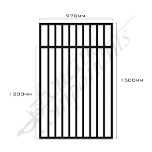 Aluminium Flat Top Gate - Pool Certified - 1500H x 970W (Satin Black)