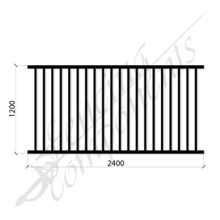 PEDESTRIAN POOL SPEC SECURITY DET PANEL 2.4mW x 1.2mH (Black) (Gap 90, CD115, 40x40 Rail, 25x25 Vertical)