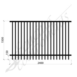 [FPSBLK-GP-2415] PEDESTRIAN POOL SPEC SECURITY DET PANEL 2.4mW x 1.5mH (Black) (Gap 90, CD115, 40x40 Rail, 25x25 Vertical)