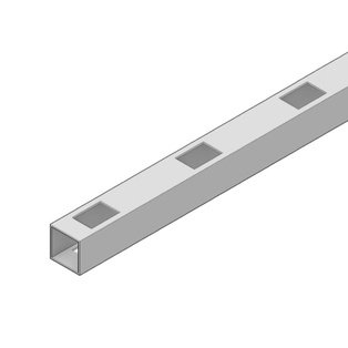 40x40mm Gal Punched Rail - 1.6mm (25x40 - 135mm Centres - 2400mm Laser)(Double Raked)