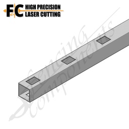 [GP40402525DP2416-135-RAKE-LC] 40x40mm Gal Punched Rail - 1.6mm (25x40 - 135mm Centres - 2400mm Laser)(Double Raked)