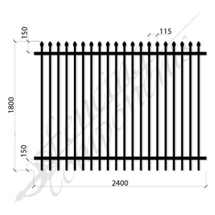 Aluminium Security Panel Crimp Top 1.8H x 2.4W - Black