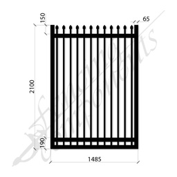 [SPG1521MEDBLK] Security Gate MED DET Steel Black 2.1H x 1.485W (CD115mm)(65x65frame)