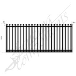 [SPG2140MEDBLK] Security Sliding Gate Steel 2.1H x 4W - Satin Black