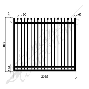 Security Gate MED DET Steel Black 1.8H x 2.085W (CD115mm)(65x65frame)