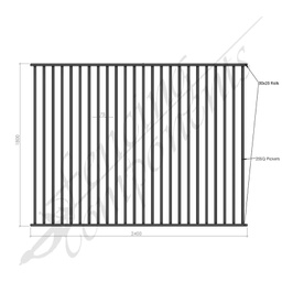 [FCC-MON-2418] ChildCareChoice® Child Safe Protection Security Fencing Panel - 2.4mW x 1.8mH (Monument) (75mm Gap, 50x25 Rail, 25x25 Vertical)