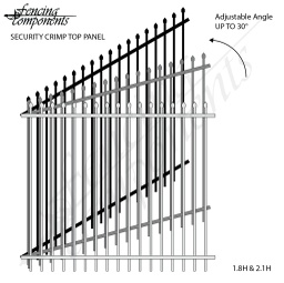 [CLEAR-SP2421-115-RAKE] Clearance Item - Raked Adjustable Steel Security Panel Crimp Top 2.1H x 2.4W HD - Black