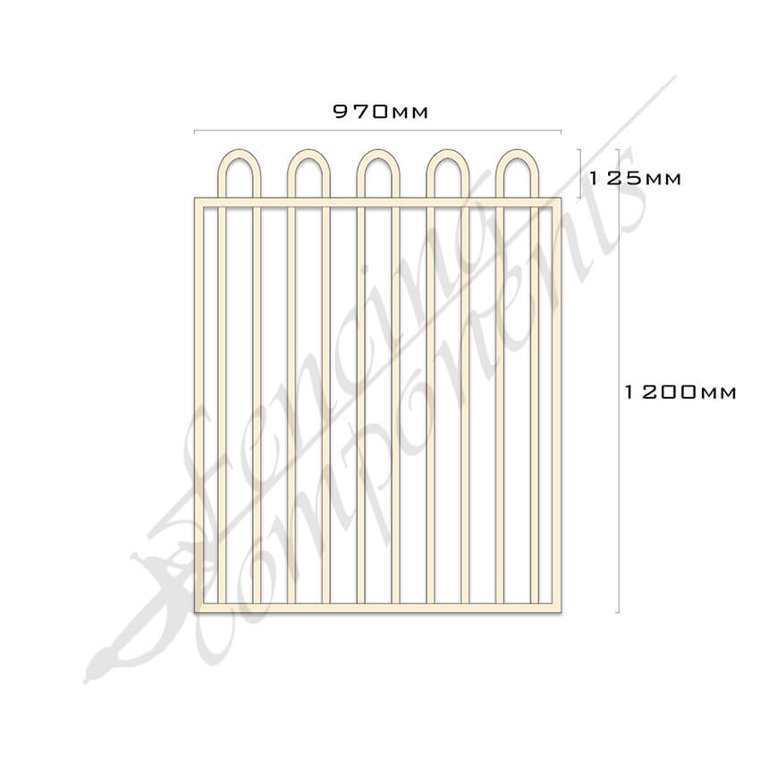 Clearance Item - Aluminium Deco LOOP TOP Gate 970W x 1.2H (Primrose/ Domain)