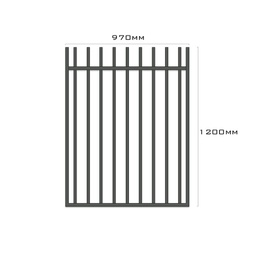 [CLEAR-FPAMON-RT-G-9712] Clearance Item - Aluminium Deco Level ROD TOP Gate 970W x 1.2H (Monument/ Gunmetal Grey/ Monolith)