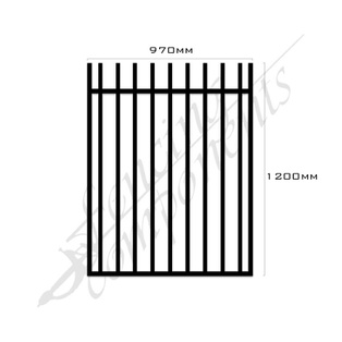 Clearance Item - Aluminium Deco Level ROD TOP Gate 970W x 1.2H (Satin Black)