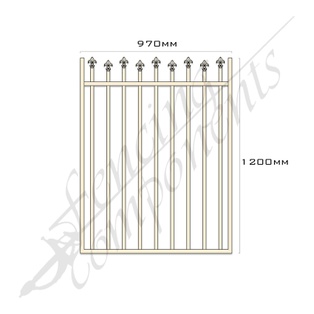 Clearance Item - Aluminium Deco HI-LO SPEAR Gate 970W x 1.2H (Primrose/ Domain)