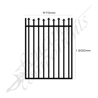 Clearance Item - Aluminium Deco HI-LO SPEAR Gate 970W x 1.2H (Black)