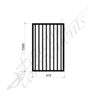 Clearance Item_Steel Security Flat Top Pedestrian Gate (Gap 90, CD115) DET SCHOOL SPEC - Zinc Primer HD - Satin Black (1500H x 970W)