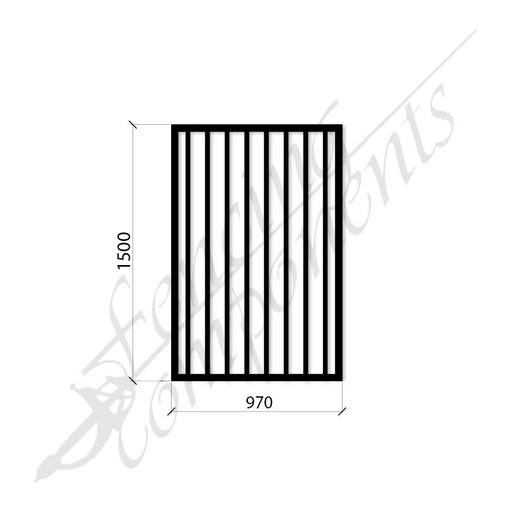 [CLEAR_FPSBLK-GP-G-9715 (Flat Bottom)] Clearance Item_Steel Security Flat Top Pedestrian Gate (Gap 90, CD115) DET SCHOOL SPEC - Zinc Primer HD - Satin Black (1500H x 970W)